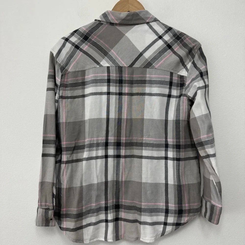 Justice Plaid Pink and Gray Flannel Size 14